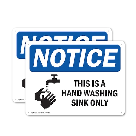Signmission This Is A Hand Washing Sink Only With Symbol, 18 in W x Rectangle, Aluminum OS-2PACK-NS-A-1218-L-16684
